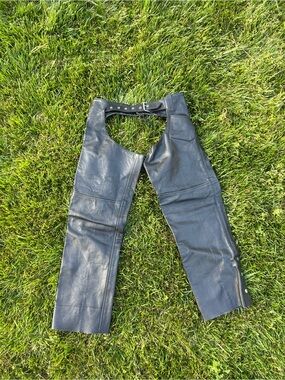 Black‎ Antelope Creek Leather Motorcycle Chaps Size small men vintage